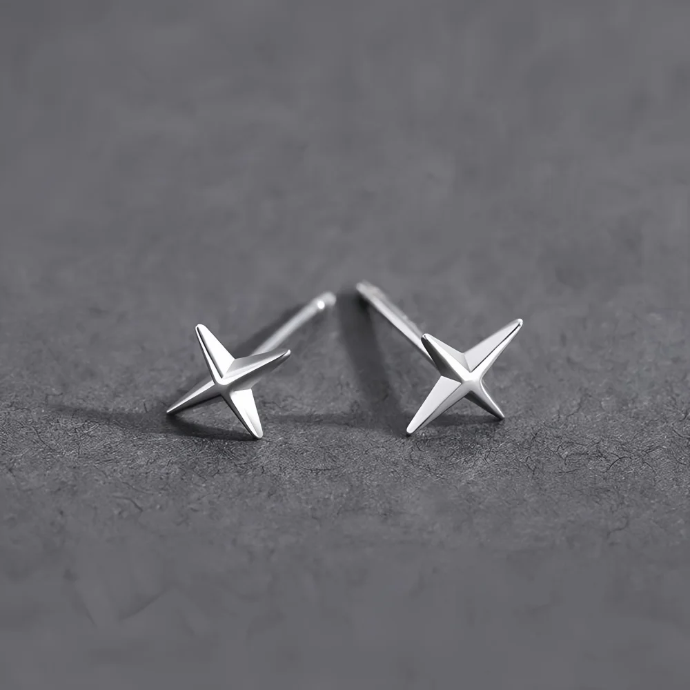 بسيطة الصليب نجوم الرجال سبيكة وأقراط الرجعية الشارع العصرية ارتداء مجوهرات أزياء السيدات اكسسوارات الهدايا #4