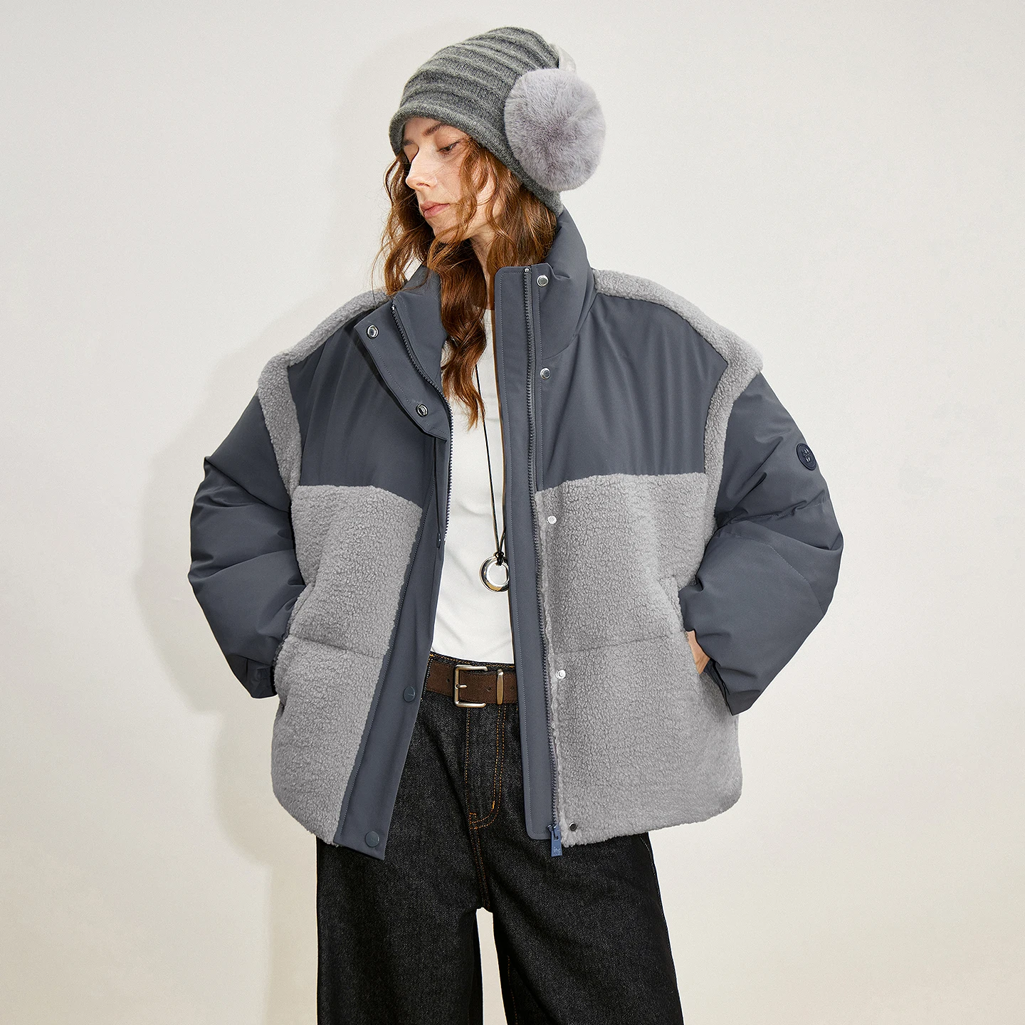 TOYOUTH النساء أسفل السترات 2025 شتاء جديد القمح الأذن الصوف تقسم أكسفورد النسيج منتفخ خفيفة الوزن ملابس خارجية غير رسمية