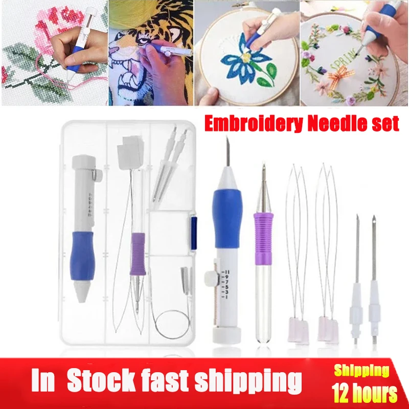 DIY Embroidery Punch Needle Kit Embroidery Pen Set Clothes Embroidery Knitting Sewing Needle Stitching Tool Set