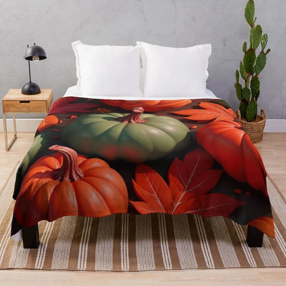 

Autumn Leaf Pumpkin Pattern Design Throw Blanket Thin Tourist valentine gift ideas Blankets