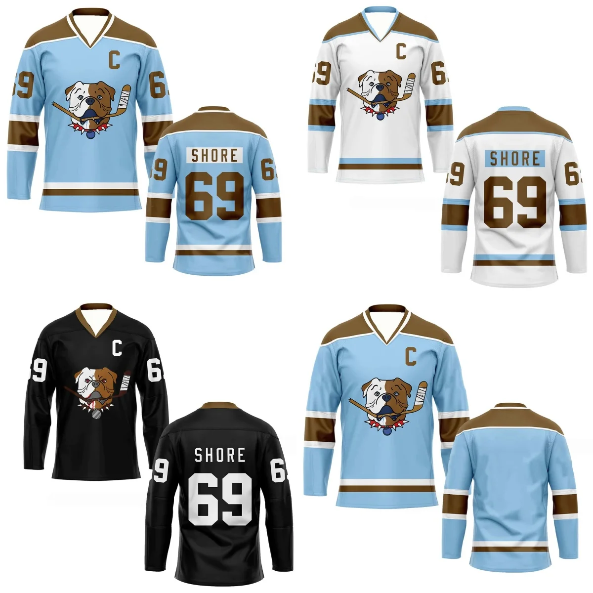 Shoresy Shore 69 Sudbury Blueberry Bulldogs Jersey T-Shirt Men Women Letterkenny Merch Hockey Top Funny Gift V-Neck