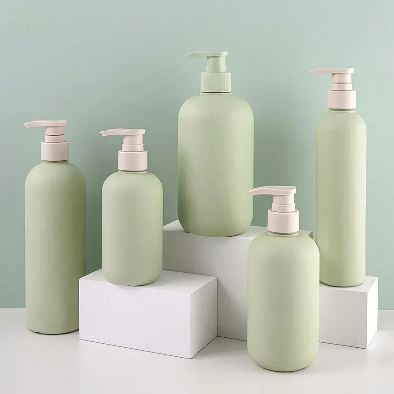 Green Empty Plastic Pump Lotion Shampoo Bottle Cosmetic Container Acrylic Pump Head 200ml 300ml 500ml Refillable Bottles