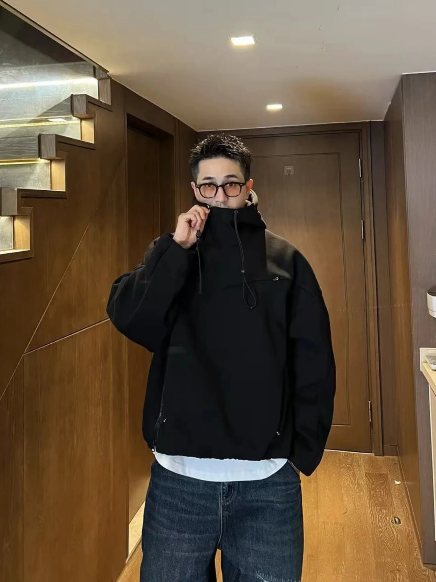 

Men's Hoodie Sweatirt Fall New Sle American High Street Trendy Heavyweight Zipper Design Casual Faion Streetwear