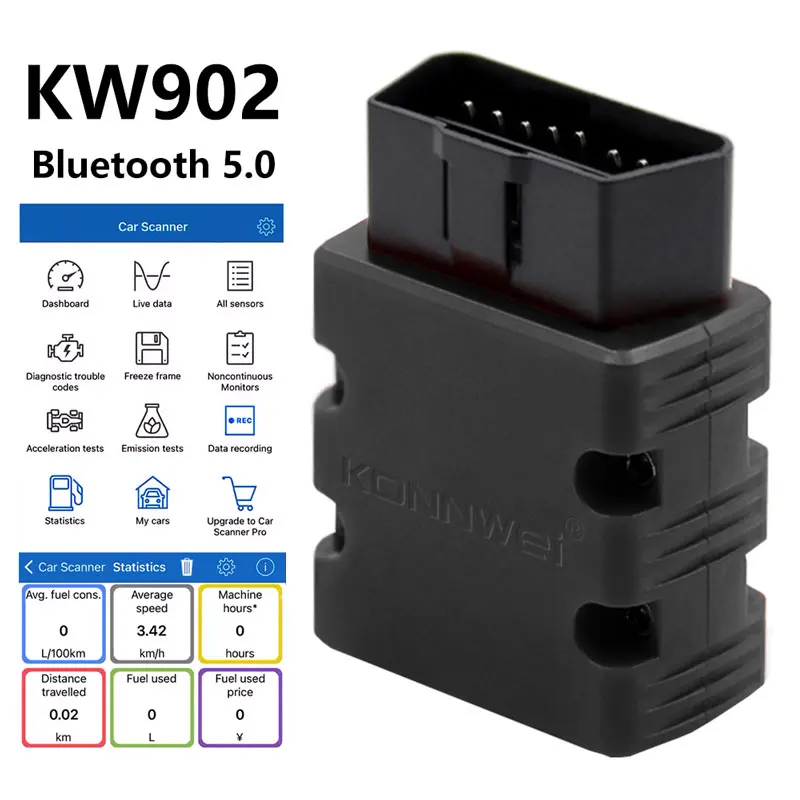 KONNWEI KW902 OBD2 ELM327 V1.5 Auto Scanner Bluetooth 5.0 Car Diagnostic Tool ELM 327 V 1 5 OBD 2 Code Reader For Android/iOS