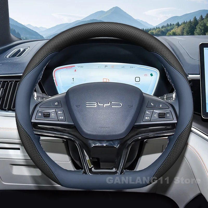 Leather Car Steering Wheel Cover For BYD Seal U DM-i byd Sealion 6 shark 6 2024 2025 Auto interior BYD Sealion 6 Accessories
