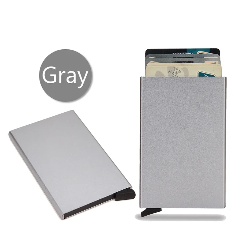 Vystitis kaarthouder Slanke Rfid Business Credit Bankkaarthouder Portemonnee Automatische pop-up metalen behuizing Minimalistische portefeuilles voor heren Dames