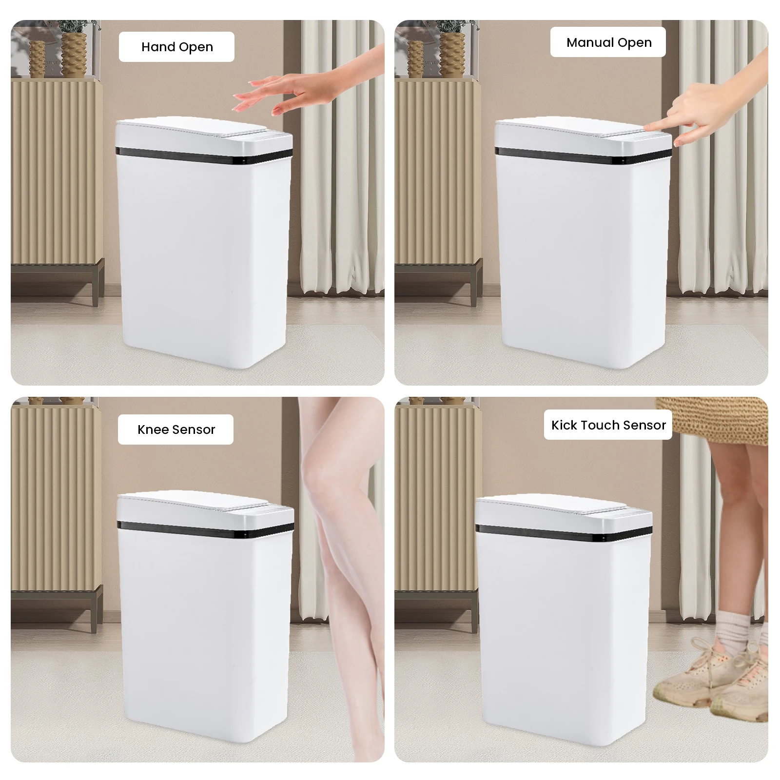 Kitchen Trash Bin 12L Bathroom Touch Trash Can In The Toilet Smart Garbage Bucket Waste Bins Dustbin Smart Trash Can Kitchen