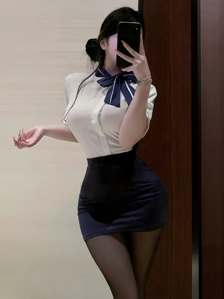 Sexy Secretary Uniform Short Sleeve Shirt And Skirt Set Women's Fashion Summer Outfit Bodycon Night Club Work Uniform Set