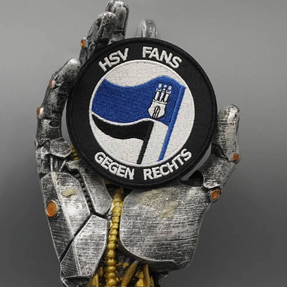 HSV Fans besticktes Abzeichen, Fußballverein-Emblem, für Kleidung, Taschen oder Hüte, mit Klettverschluss oder zum Aufbügeln, personalisierbar – Detail 1