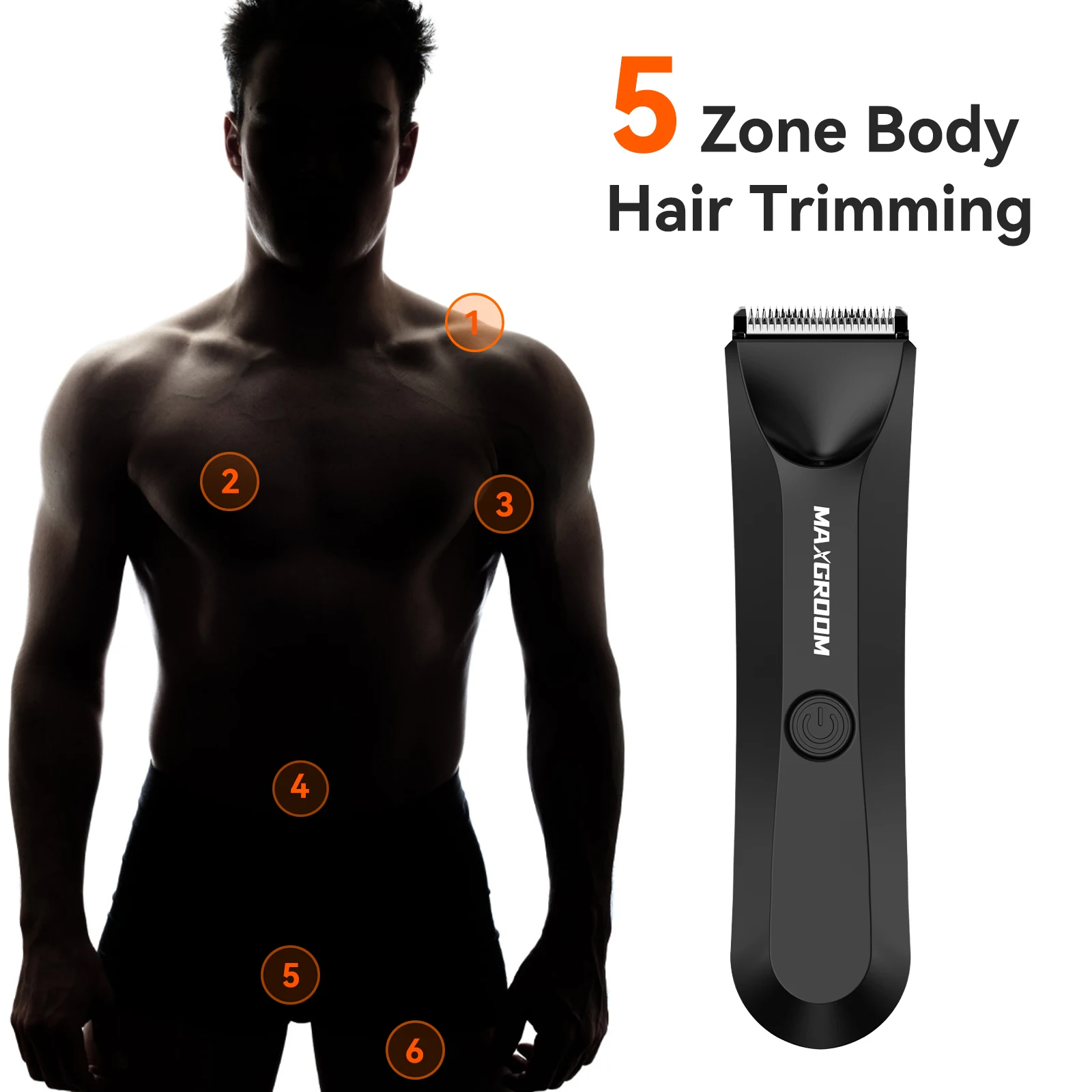 MAXGROOM Body Hair Trimmer Shaver for Men Ball Trimmer for Groin Pubic Replaceable Ceramic Blade Electric Razor Waterproof