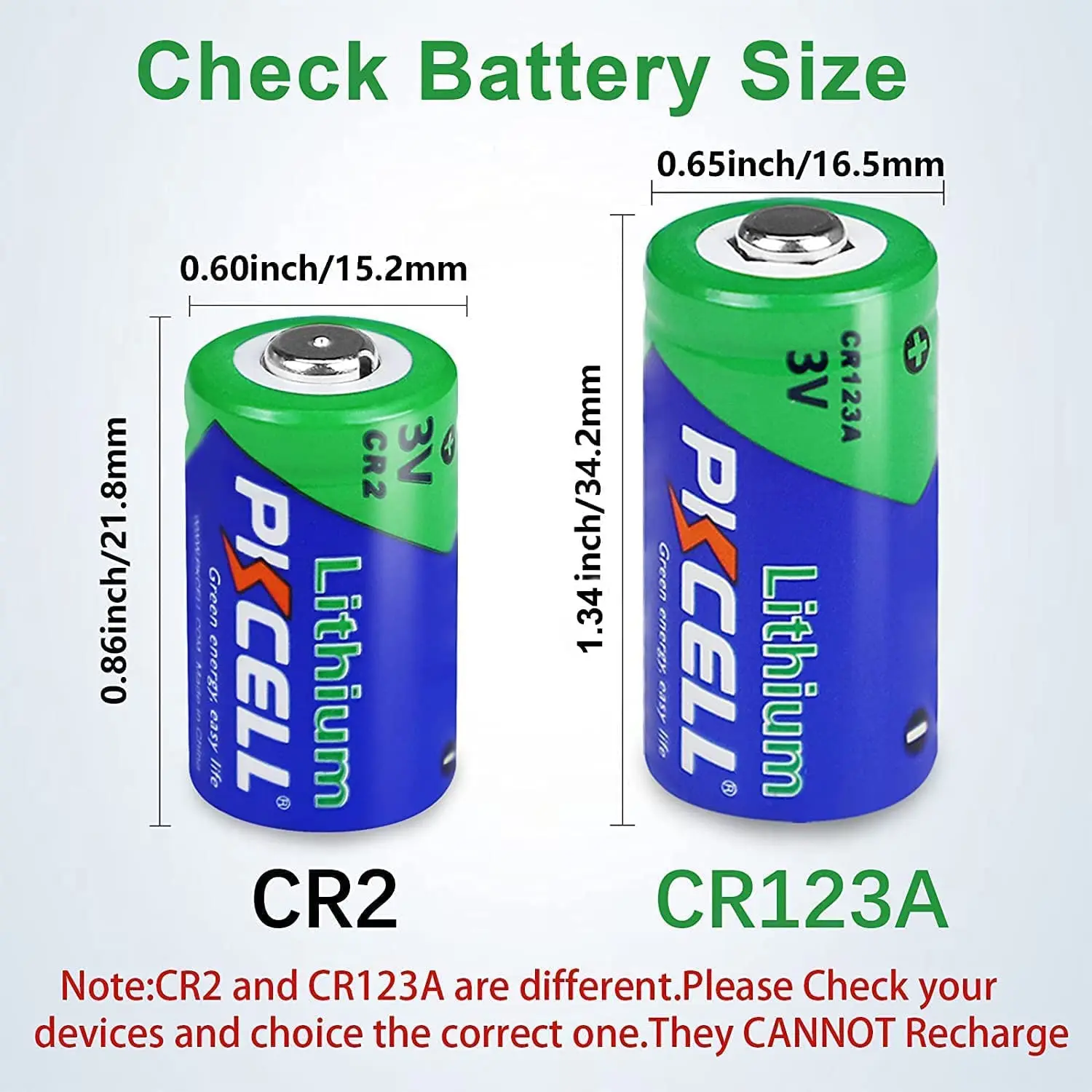 CR123A and CR2 Batteries 24-Count pack , 12-Pack CR123A 3V Lithium Batteries & 12-Pack CR2 Battery for Flashlight Range Finder