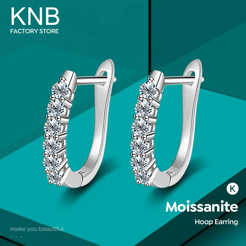

KNB1.2CT серьги-кольца с муассанитом Halo для женщин, стерлинговое серебро 925 пробы с белым золотом и бриллиантами, ювелирные изделия для помолвки и вечеринки