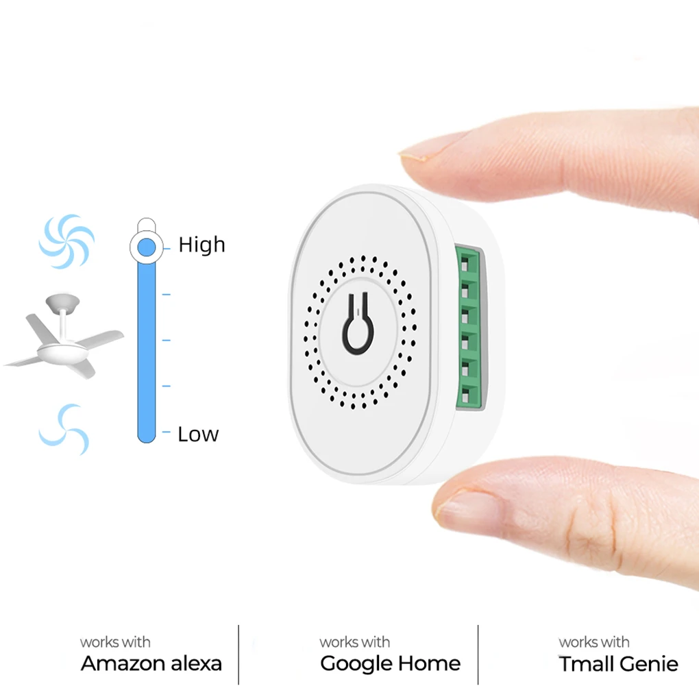 وحدة تحكم في سرعة مروحة السقف، سرعات مختلفة، مفتاح تحكم عن بعد واي فاي، وحدة تبديل مروحة صغيرة، أبيض
