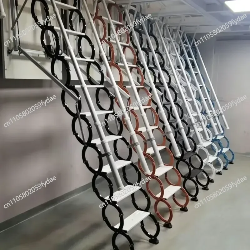 Wall-mounted Folding, Carbon Steel Retractable Emergency Ladder for Basement Exits
