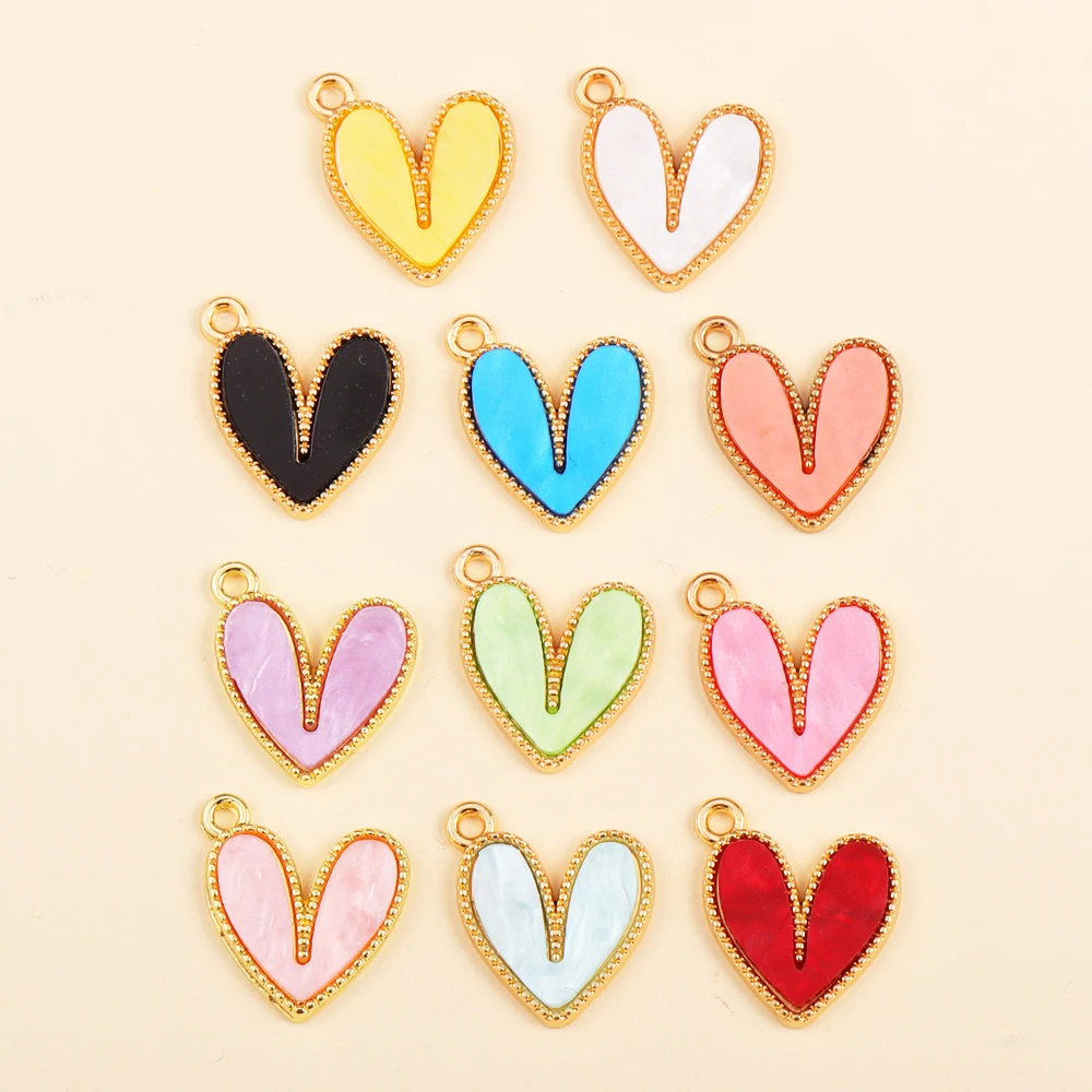 10Pcs Multicolour Acrylic Love Heart Charm for Women Jewelry Making Supplies DIY Earrings Pendant Necklace Handmade Accessories