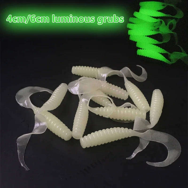 60 unids/lote 4 cm/6 cm luminoso súper suave sílice artificial gusano cebo para pesca señuelo cuerpo blando gusano señuelo gusano cebo
