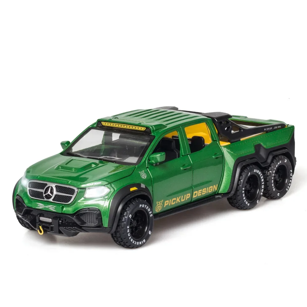 1:28 Mercedes-Benz X-Class Exy 6X6 off-road car Diecast Metal Alloy Model car Sound Light Pull Back Collection Kids Toy Gift A91