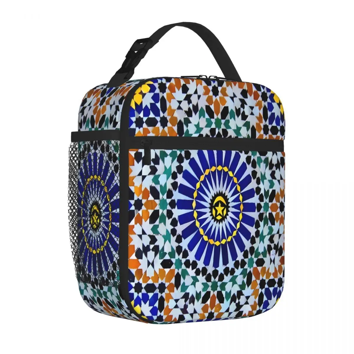 Bestselling Arabic Tiles Moroccan Mosaic Vintage Food Tote Bag Beach Outing Kids Lunch Bag