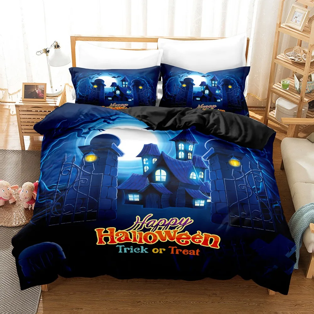 Halloween Flying Vampire Duvet Cover Halloween Bedding Set Pumpkin Quilt Cover Single Double King Bedclothes