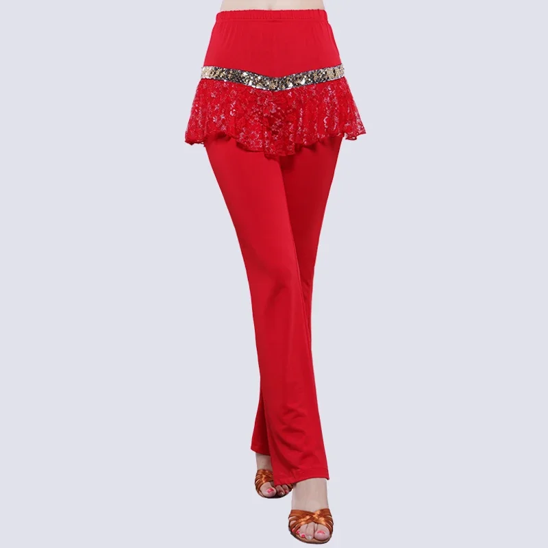 Latin Dance Costume Square Dance Costume Women Skirt Pants Women Lace Dance Pants Practice Performance Clothes Long Pants Mother