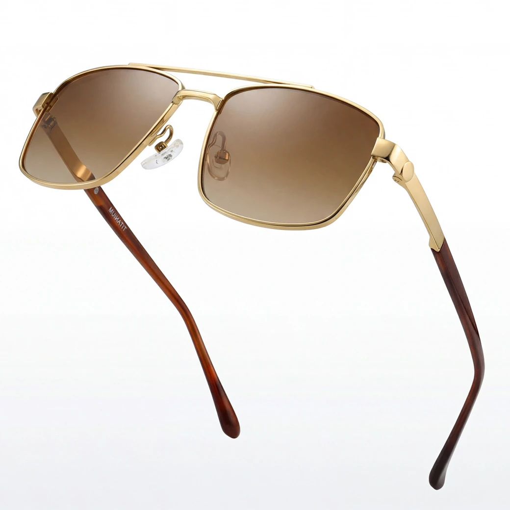 

Pure Titanium Trendy Polarized Anti-ultraviolet Sunglasses for Men Stylish Double Beams Square Sun Glasses UV400 Sunglass Shades