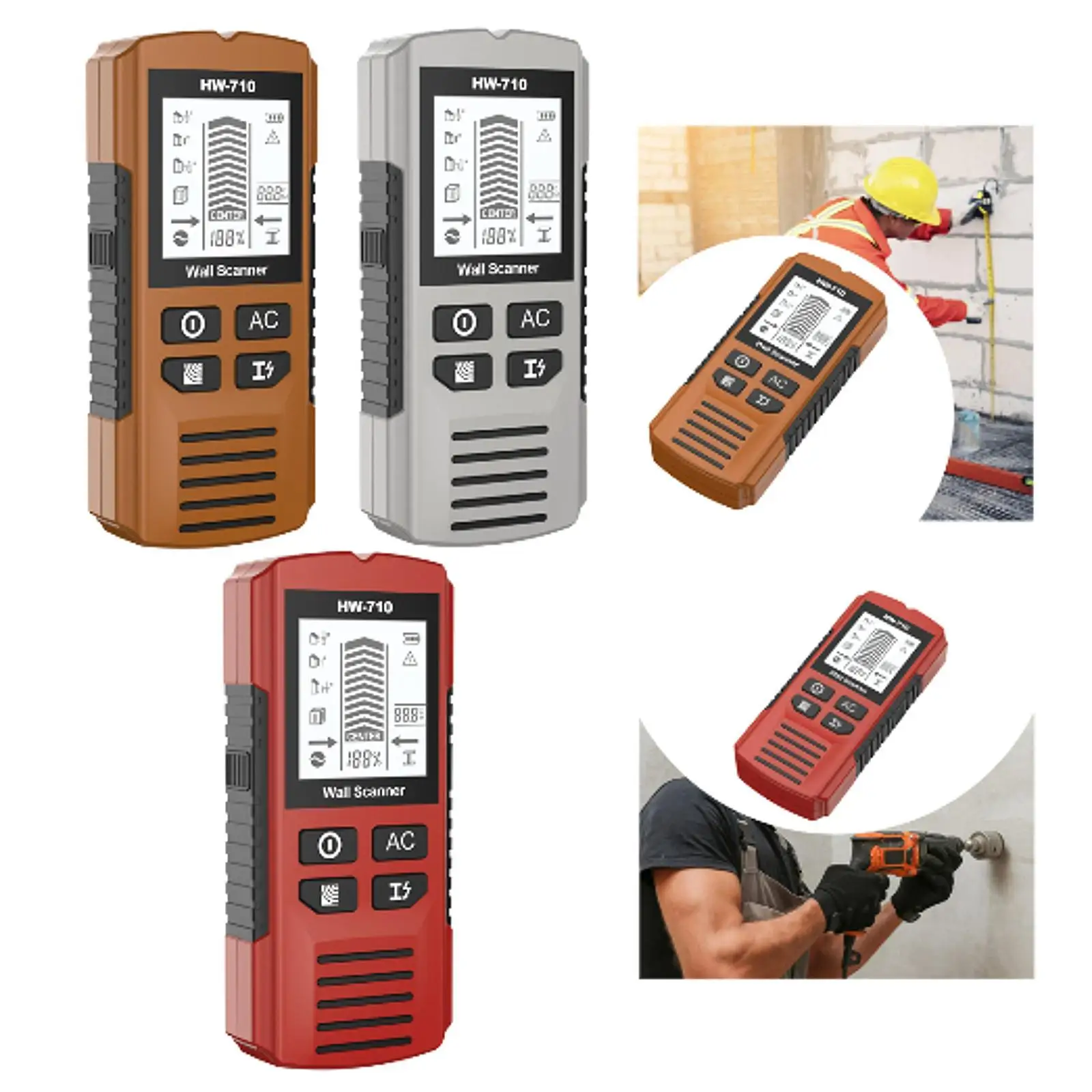 

5 in 1 Stud Finder Wall Scanner Auto Calibration 15x6.7x3cm with Audio Alarm