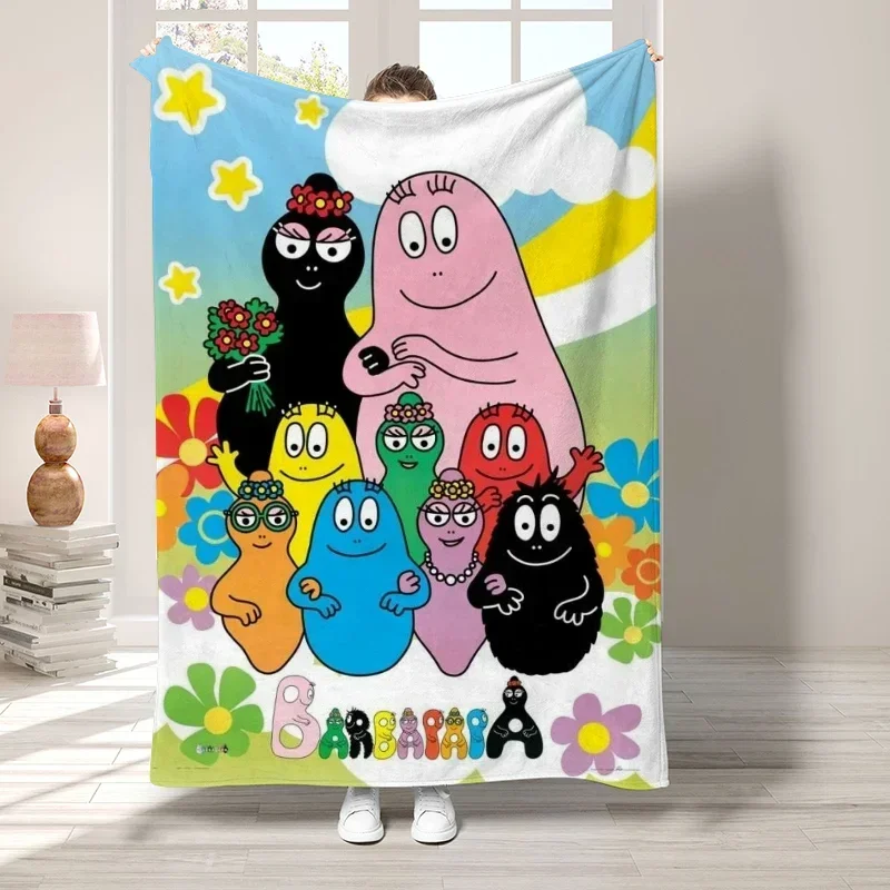 L-Les barbapa بطانية مزخرفة لغرفة المعيشة ، ديكور غرفة النوم ، غطاء سرير على السرير ، بطانيات ناعمة منفوشة ، ديكور منزلي بوهو #6