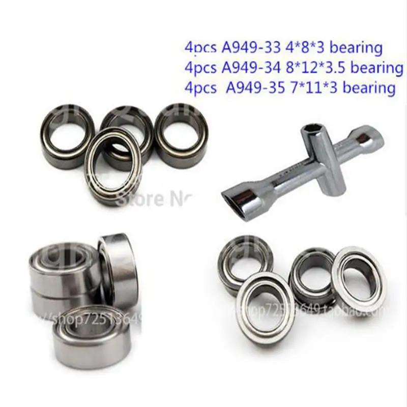 

Wltoys A949 A959 A969 A979 A959-b A969-b A979-b 1/18 RC Car Spare Parts Upgrade bearing 12pcs/lot +1pcs metal tool