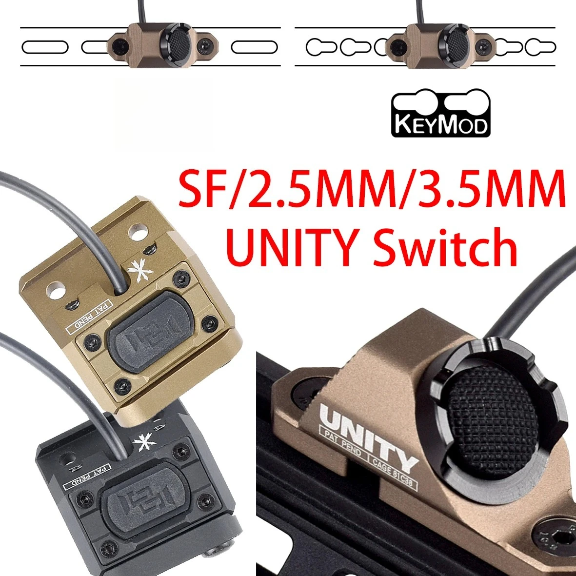 UNITY Interrupteur à pression à distance pour Surefire M300 M600, bouton de connexion 2,5/3,5 mm/SF pour DBAL-A2 PEQ15, compatible avec rail Mk Keymod 20 mm