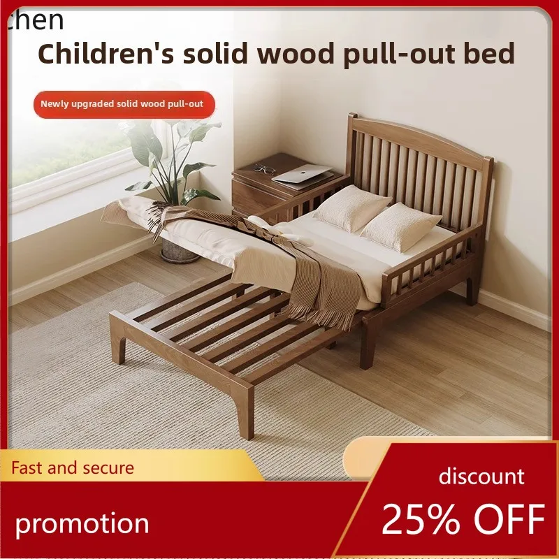 HT retractable single bed with guardrail 90cm wide 1.2 meters solid wood bed small apartment pull-out bed