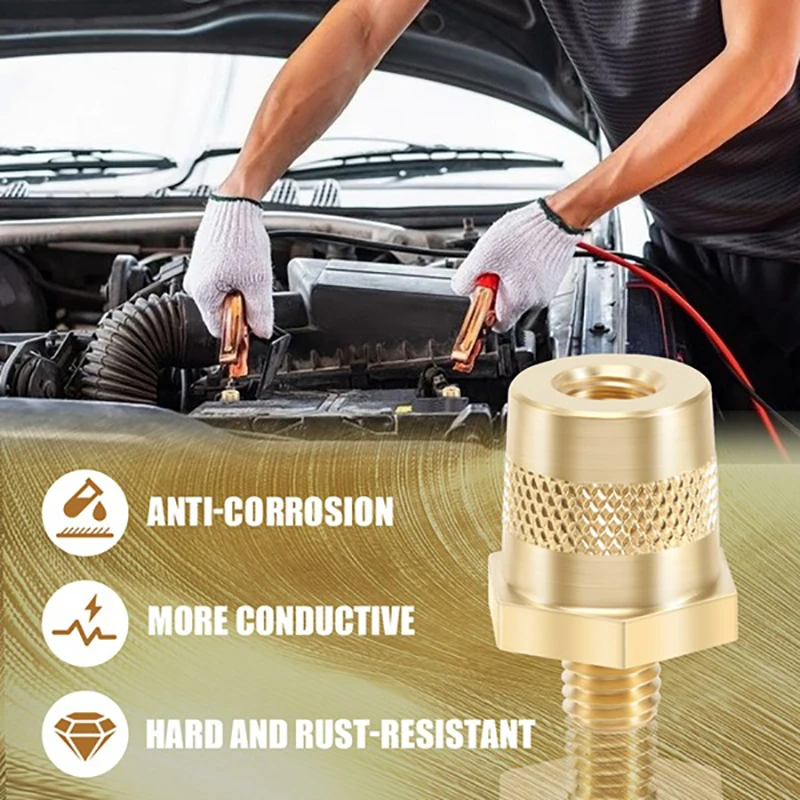1Pair With Stainless Screws M8 Battery Pole Adapter Brass Terminal Bolt Connectors Car Battery Connection Terminals view 5