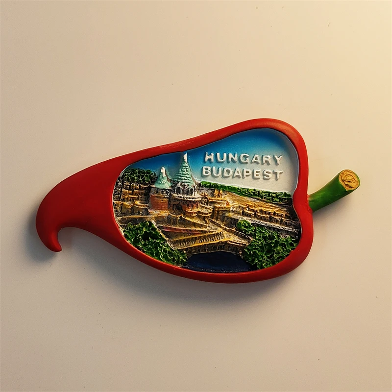 المجر، بودابيست، فلفل، مجسم ثلاثي الأبعاد، هدايا تذكارية للسياحة، لوحة من الراتنج، ديكور منزلي، مغناطيس الثلاجة ﻿
