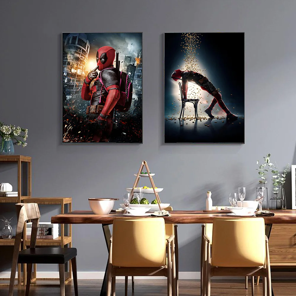 MINISO Marvel Avengers Superheroes Deadpool Home Living Room Bedroom Decorative Art Posters Kids Room Wall Mural Canvas Painting