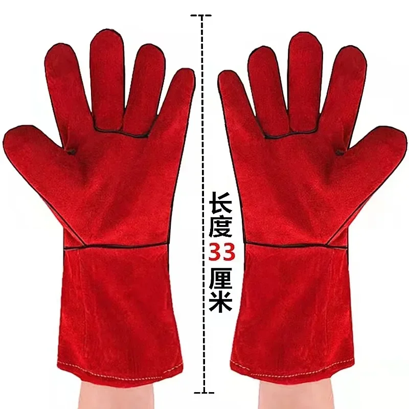 Leather Welding Gloves-Heat/Fire Resistant for Welder/Oven/Fireplace/Animal Handling/BBQ/ Pets Grasping Biting Protective