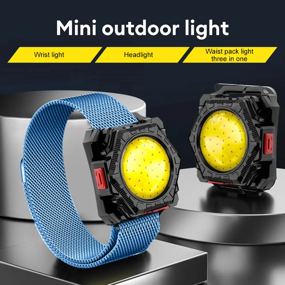 Multifunctional COB HeadLamp Head Mounted USB TYPE-C Charging LED Flashlight Work Lamp Night Riding Headlight Wrist Light