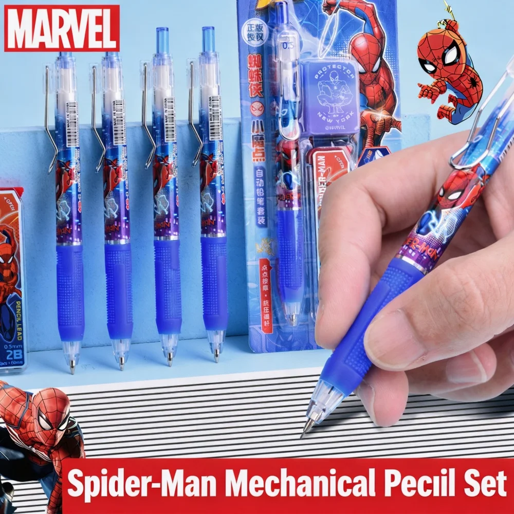 Juego de Lápices Mecánicos Originales de Disney Zootopia, Spider-Man y Frozen, 0.5mm, 2B, con Borrador para Cuadernos, Escritura, Dibujo y Papelería