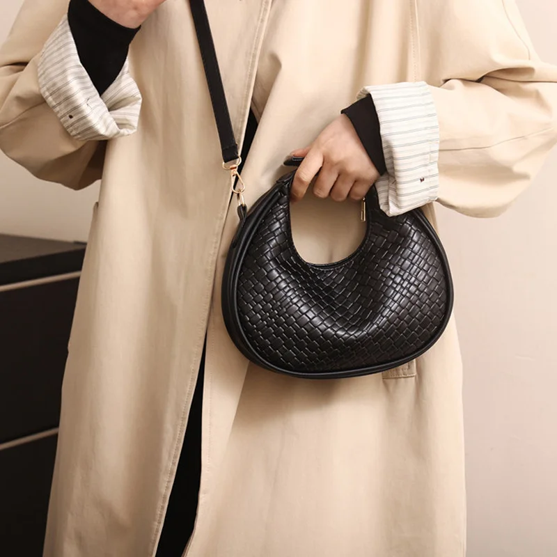 Mode Schwarz Halbmond Tasche Luxus Pu Leder Damen Geldbörsen und Handtaschen Umhängetaschen Frauen Schulter Taschen – Detail 16