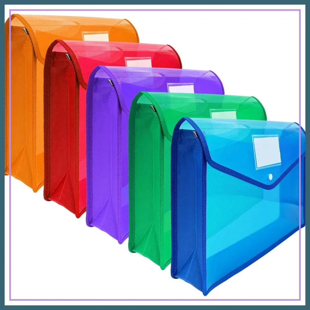 

Plastic Expanding File Folder with Snap Closure, Waterproof Accordion Pouch for Office Home Storage