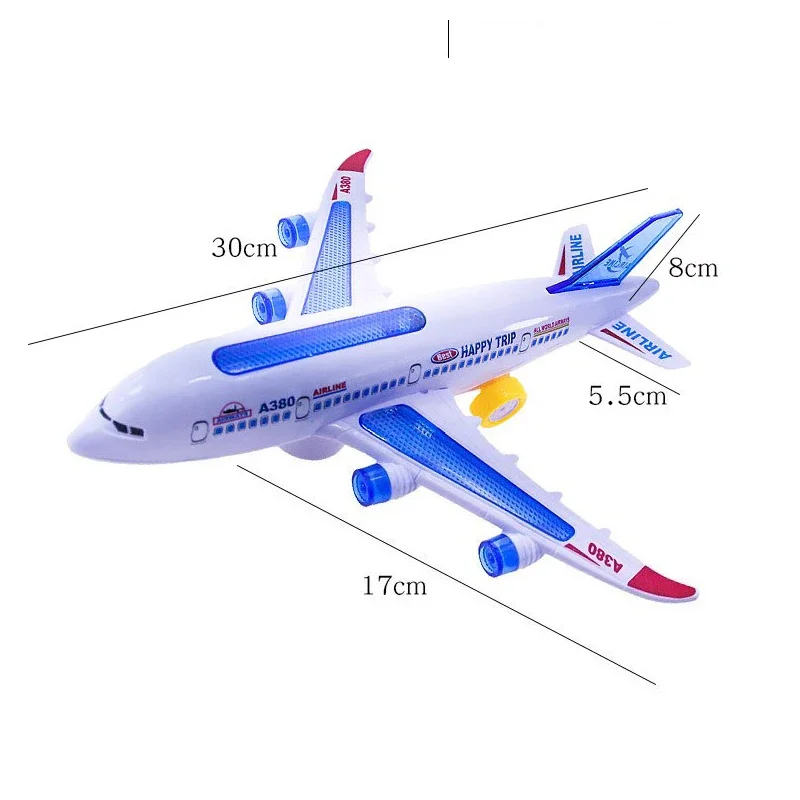 Avión electrónico de juguete con música, piloto automático con sonido Flash, Avión de rotación automática, juguete educativo, regalo para niños