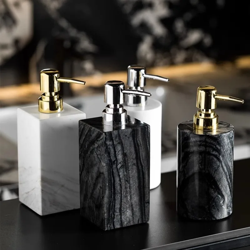 

Бутылка-дозатор для мыла из натурального мрамора, нескользящий контейнер для лосьона для ванной комнаты, многоразовая бутылка для шампуня в отеле, роскошная банка для ухода за кожей