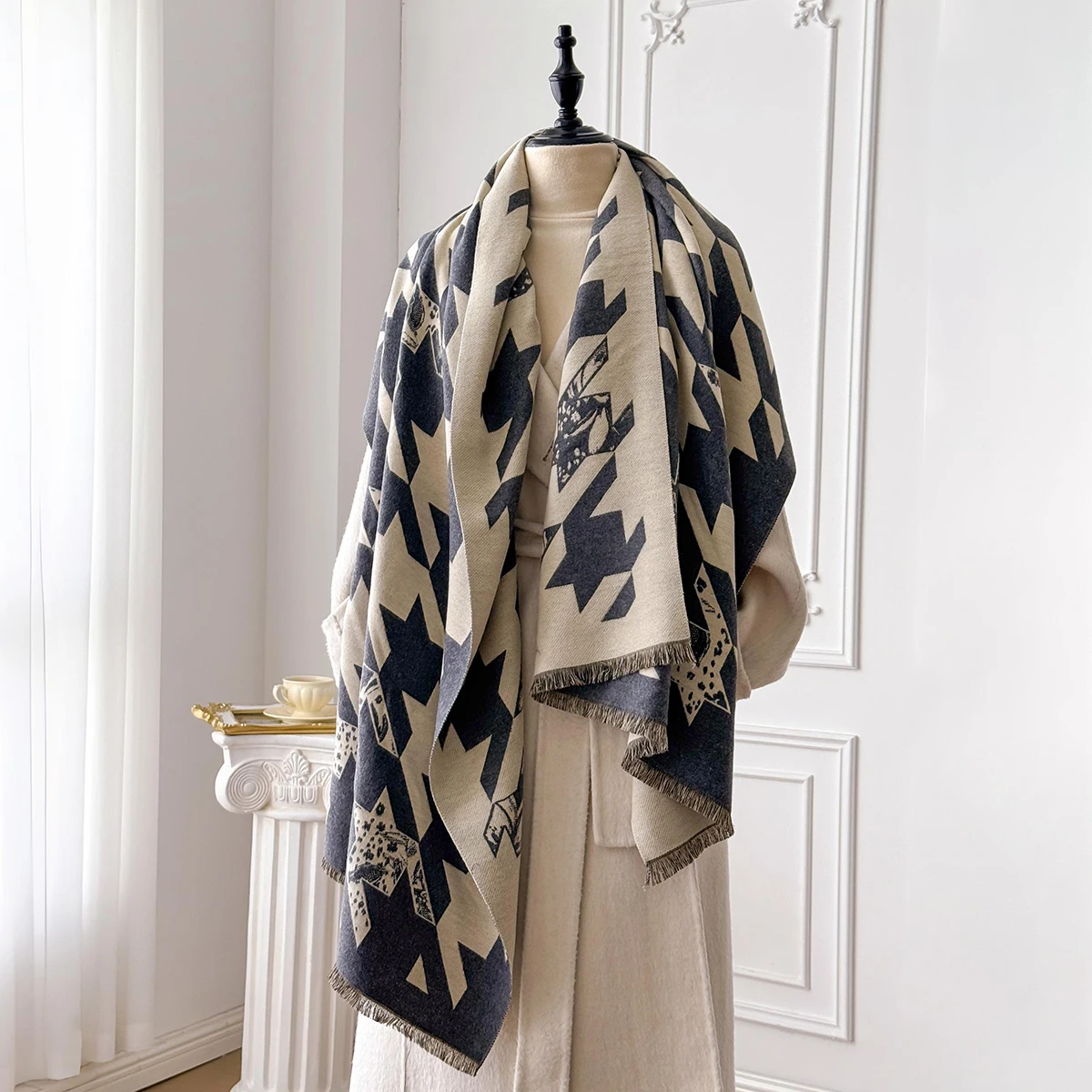 وشاح شتوي من الكشمير الصناعي للجنسين - تصميم دافئ وعصري مع ملابس في اتجاهين، فائق النعومة وعملي للأيام الباردة #5