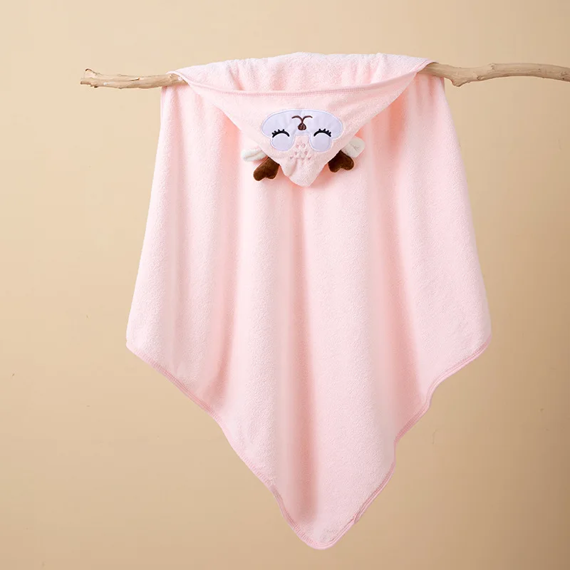 Baby Hooded Cloak Towel Coral Fleece Cartoon Bath Robe Super Absorbent Newborn Wrap Skin Friendly No Shedding All Season