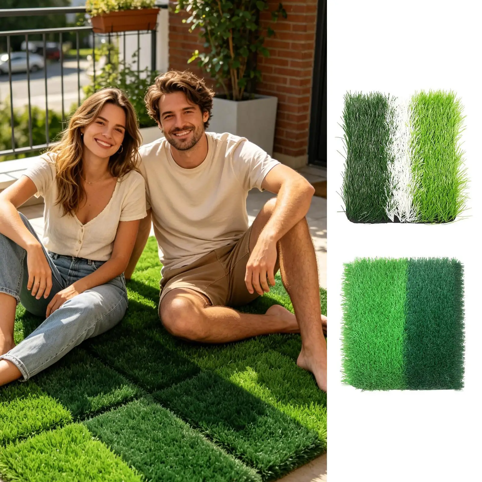 Faux Grass Rug 15.7x15.7in Soft Waterproof Decoration Grass Turf Carpet For Dogs Cats Indoor Outdoor Garden Backyard Patio - view 2