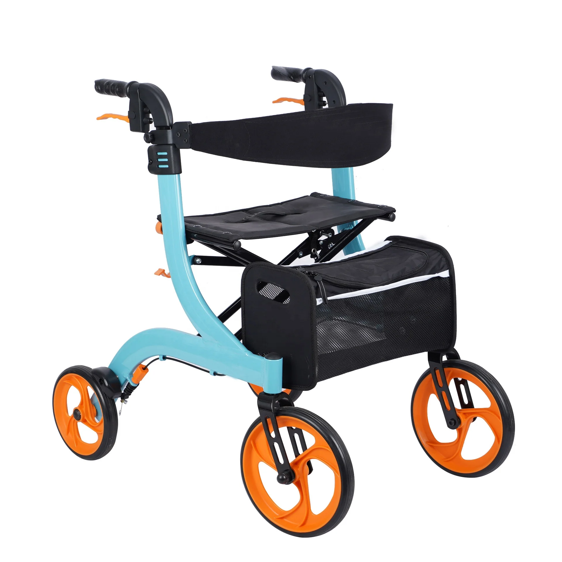 New High Quality Adjustable Adult Rollator Walker Durable Aluminium Alloy Walkers for Elderly Folding Multifunctional Walker