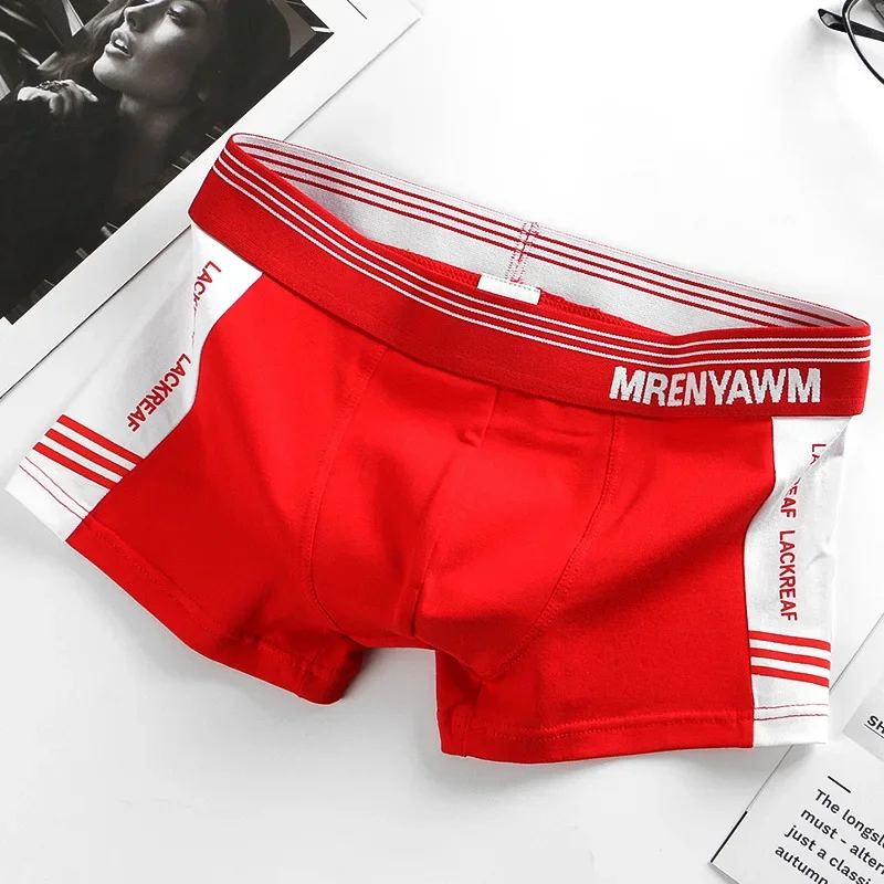 New Men Underwear Cotton Breathable Letter Sports Boxer Shorts Seamless Antibacterial Boxers Students Boys\' Fashion Underpants