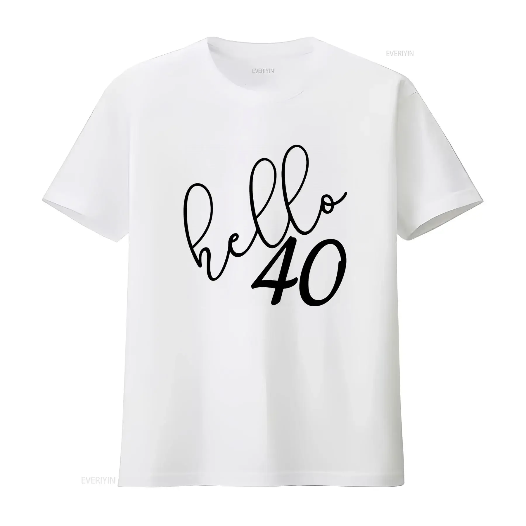 Hello Forty T Shirt 40th Birthday Fortieth Adult Womens Party  vintage Washed Stretched streetwear Stylish fashion