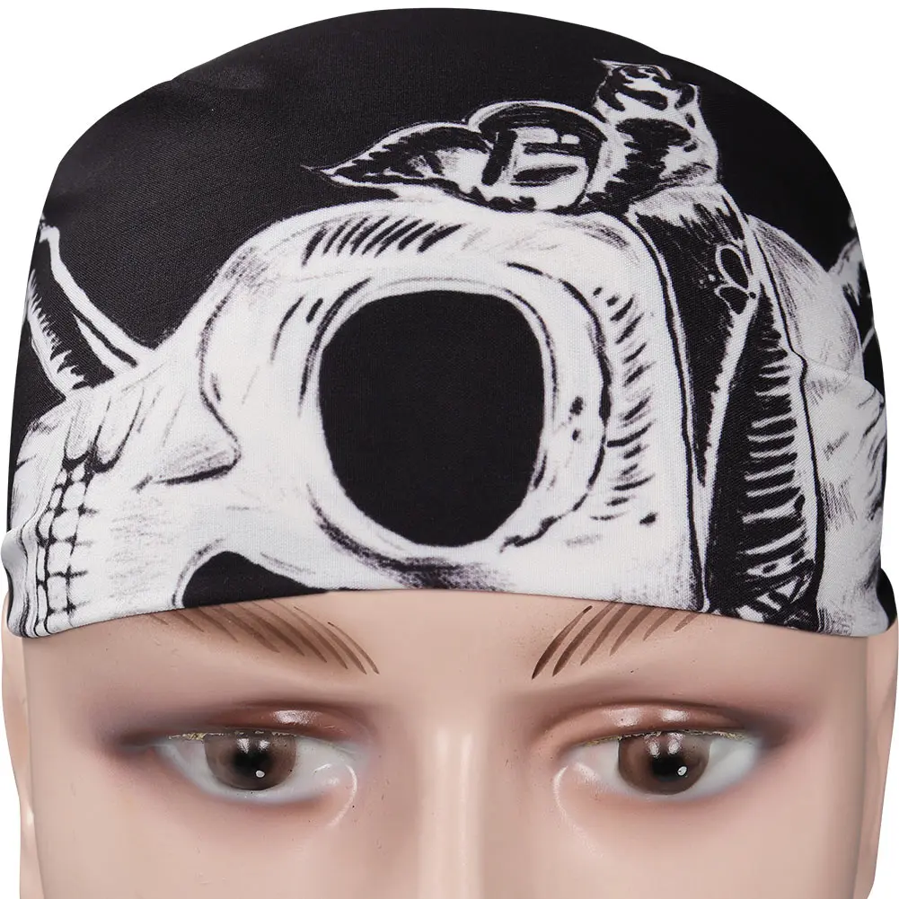 TV ST 4 Costume Accessories Eddie Munson Scarf Headband Men Black Skull Printed Bandana Hair Band Halloween