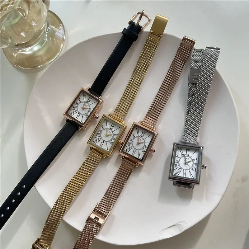 Women Quartz Watch Luxury Oval Tonneau Shaped Clock Classic Roman Numerals Rose Gold White Dial Orologio Reloj Ladies Wristwatch