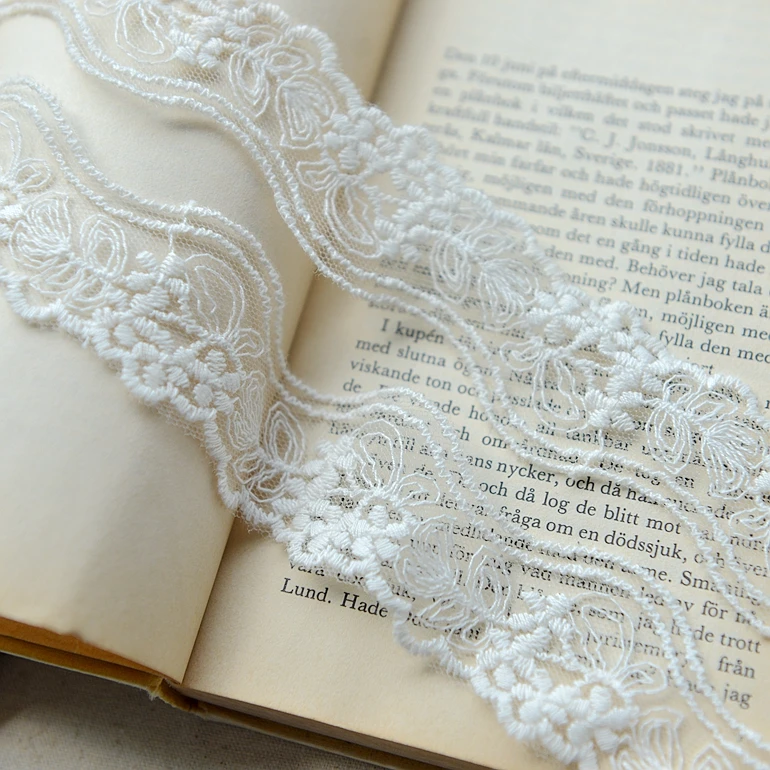 

2024 hot sale Rice white gauze embroidery lace Vintage dress lace doll accessories aftican lace fabric