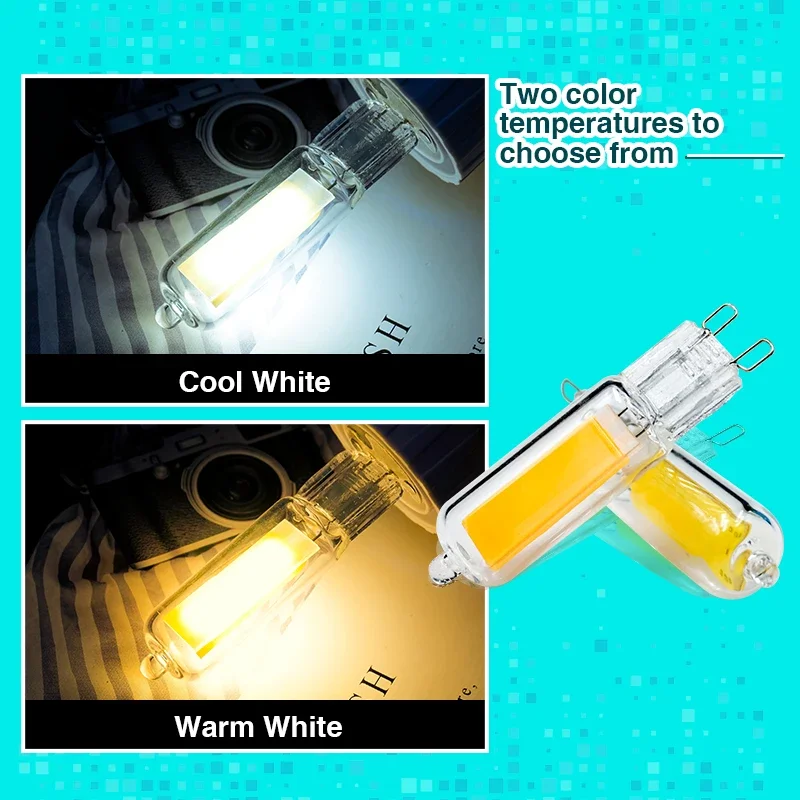 Imagem -04 - Super Bright Led Glass Cob Bulb Halogênio para Luz Pingente Chandelier Spotlight g4 Lâmpada Led g9 6w 9w ac 220v 10 Pcs por Lote